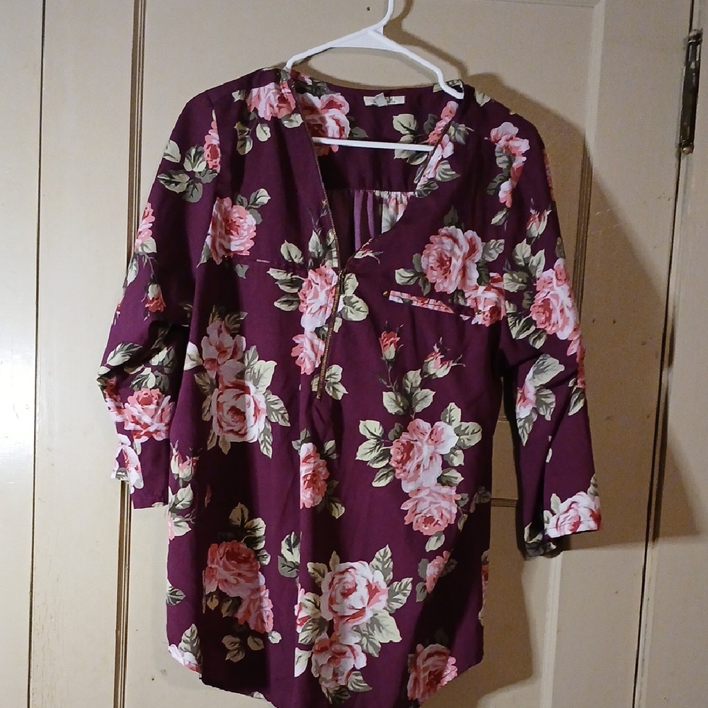 Floral Women's Top - Purple and Pink